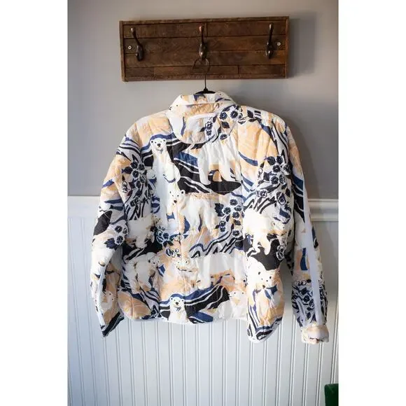 Free People Pippa Printed Packable Puffer Jacket Small Polar Bear NEW